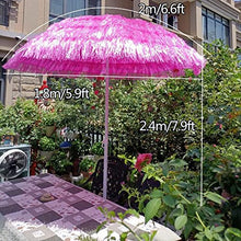 ARGENTFLUX 6.5ft/2m Round Beach Umbrella Outdoor Garden Parasol Patio Umbrella Tilting Polyester 8 Ribs Sun Shade(Rose)