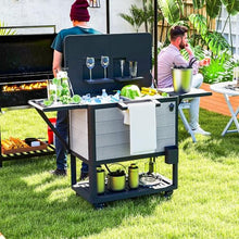 SWLJKU 104-Quart Outdoor Cooler Cart with Wheels, 48-Hour Ice Retention Patio Cooler Bin with Lockable Casters, Bottle Opener, Towel Rack, and Foldable Side Tables