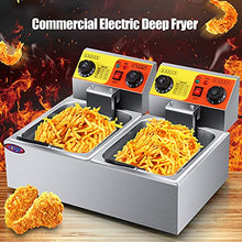 Dntum Commercial Gas Fryer with Timer and Temperature knob, Stainless Steel French Fries for Home Kitchen Restaurant,10L+10L