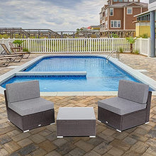 DUYHBAWRS 3 Pieces Patio PE Wicker Rattan Sofa Set Furniture