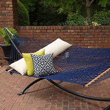 Hatteras Hammocks Deluxe Navy Duracord Rope Hammock with Free Extension Chains & Tree Hooks, Handcrafted in The USA, 450 LB Weight Capacity, 13 ft. x 60 in