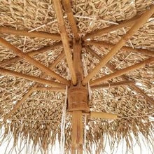 XHNIFBN 106.3 Inch Bamboo Garden Parasol with Hand Woven Banana Leaf Roof, 102.4 Inch Tall Tropical Patio Umbrella with 1.77 Inch Pole for Backyard Deck Restaurant Bar