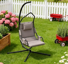 Seeheool Hanging Swing Chair,Hammock Chair with Stand andCoating Cushion,with Steel Frame for Indoor and Outdoor