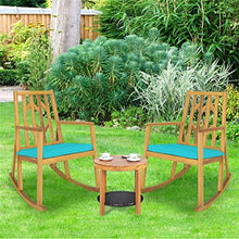 TEOYETTSF Rocking Chair Acacia Arm Cushion Sofa Garden Deck Turquoise