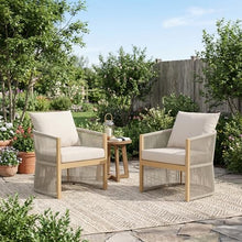 Merax Modern Gray Curved Aluminum Lounge Chair with Stylish Rope-Weave Design and Cushioned Comfort for Indoor and Outdoor Living, Set of 2, Beige+Natural