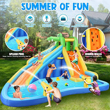 AKEYDIY Inflatable Water Slide Park with Splash Pool and Climbing Wall