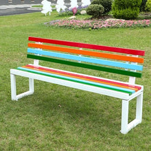 Sunyongfly Outdoor Garden Bench,Park Bench,Steel Frame,Wooden seat,Double Outdoor Bench with backrest, for Squares, Parks, and Residential Areas(Size:120cm)