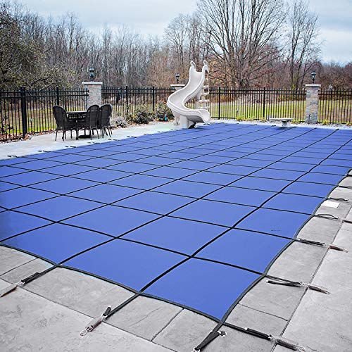 Loop-Loc Swimming Pool Cover. Safety Pool Cover for Pool Size: 20 x 40 Shape: Rectangle .Super Dense II Mesh Blue MESH Item ID 824