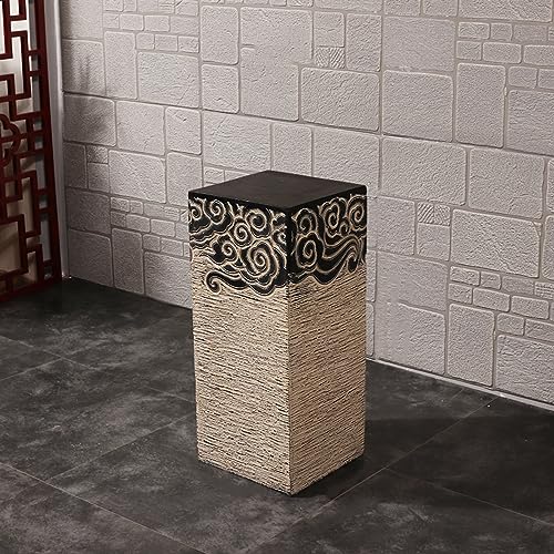ARCVOX Xiangyun Pedestal Column Plant Stand, Yard Porch Columns & Pillars, Asian House Decor Antique Stone Finish, Traditional Pillar Statue Sculpture (Size : Size M)