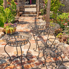 Set of 3 Round Iron Wire Basket Plant Stands "London 1820" (Antique Bronze)