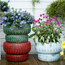 Tire Statues Planter Pot-Resin Creativity Figurines with Drainage Hole Garden Decorative Flower Pots, Sculpture Containers for Indoor Outdoor Home Patio Lawn (White)
