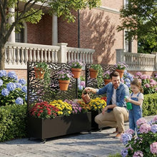 Casaphoria 47"x47" Metal Raised Garden Bed with Trellis(2 Pack), Outdoor Planter Box with Wheels & Drainage Holes for Climbing Plants, Flowers, Elevated Garden Kit with Privacy Screen, Black-Spring