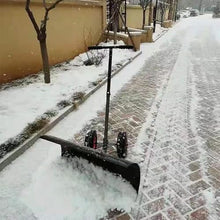JBNCRYGD Snow Shovel with Wheels- Snow Pusher -Snow Plow Push Shovel - Angle Blade-Heavy Duty Snow Removal- (Double rods),74 * 42cm
