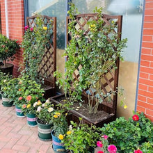 Vertical Diamond Lattice Flower Trellis with Planter Bed, Heavy Duty Hanging Basket Plant Stand, Extra Thick Solid Wood Slat Construction,Suitable for Gardens(35.4x14.6x70.9in,With Top)