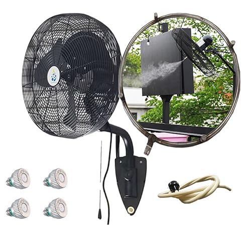 mistcooling Outdoor Fan - Wall Mount Fan - Misting Fan | Patio Misting, Restaurant Patio misting, Warehouse Cooling | Oscillating Fan - Stainless Steel Misting Fan Ring & Nozzles Included