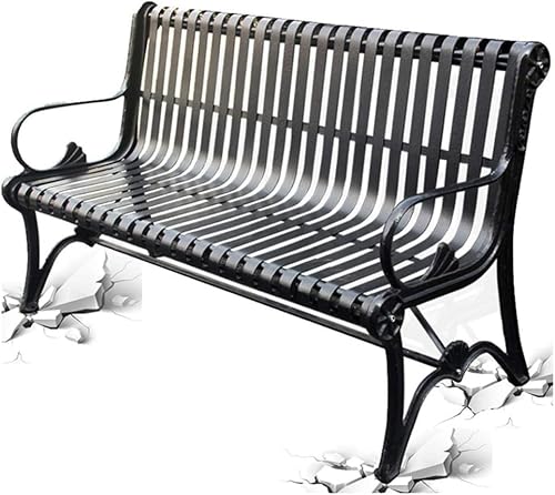 ERoomQ Outdoor GThe Bench,Outdoor Patio GThe Bench Porch Chair, Metal Bench with Backrest and Armrests, Cast Aluminum Frame Park Bench Leisure Double Seat