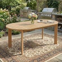 Christopher Knight Home Linda 70.67" Outdoor Dining Table, Solid Acacia Wood Patio Table for Patio Furniture Set, Modern Dining Table with Slat Panel Oval Top for Deck Garden Backyard, Light Teak