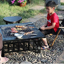KOMFGT Fire Pits Outdoor Wood Burning Propane Fire Pit, Outdoor Metal Brazier Square Table Multi-Purpose Square Fireplace