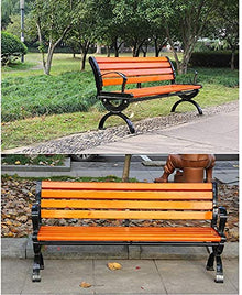 KYTGFH Garden Benches, Patio Bench Park Bench Outdoor Conversation Couch, Garden Terrace Benches, Outdoor Park Benches with Backrest Armrests, Outdoor Anticorrosive Wood Cast Iron Benche,120cm