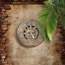 ZYBB Outdoor Garden Wall Clock, 12 Inch Large Retro Resin with Thermometer Indoor Outdoor Decoration Outside Clock Quartz Clock