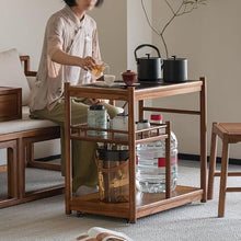 GKOKG Coffee Tables Chinese Style Tea Cabinet Solid Wood Small Table Side Trolley Mobile