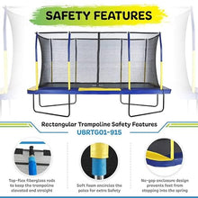 Upper Bounce Rectangle Trampoline Set with Premium Enclosure Blue/Yellow