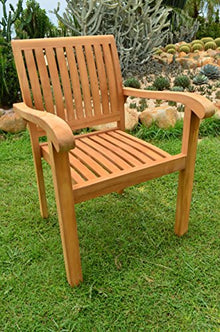 OnlineTeakFurniture 9 PC A Grade Outdoor Patio Teak Dining Set with 72" Round Table & 8 Naples Stacking Arm Chairs Brown
