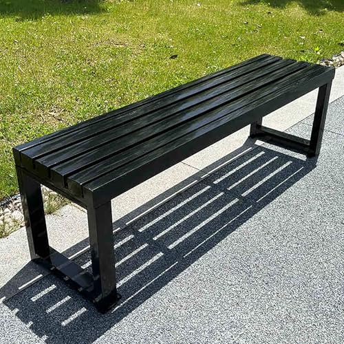 SYCFQX Park Bench Outdoor Benches Weatherproof, Metal Small Outdoor Bench for Park, Lawn, Patio, Yard, School, Capacity 800 lbs(Black,71inch)