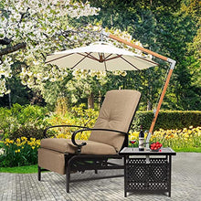 Skiway Outdoor Patio Recliner with Hand-Woven Wicker, Rust-Resistant Frames and Small Side Table Set of 2(Brown), 1 seat