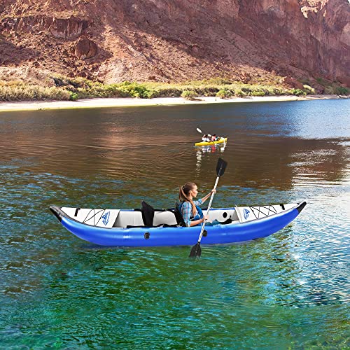 Loyaltaling Boating Equipment Inflatable Kayak Set with Paddle and Air Pump Blue and White