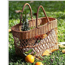 Picnic Baskets Handmade Storage Basket, Outdoor Picnic Basket, Kitchen, Fruit, Vegetable, Bread, Shopping Basket, Bathtub Storage Device with Handle，