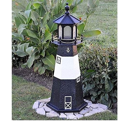 Backyard Crafts Amish-Made Tybee Island, GA Replica Lighthouse with Solar-Powered LED Lighting, 95" Tall