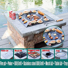 Outdoor Fire Pit Imitation Stone Terrace Backyard Outdoor Firewood Brazier, Garden Fireplace BBQ Grill Table Set, 75cm/29.5" (Color : Kit-2) (Kit 2)