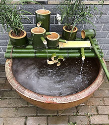 Garden Fountain Garden Water Feature Solar Fountain Bamboo Fountain Outdoor Fountain Used for Fish Tank,Pond Or Garden Decor Looks Very Interesting Desktop Fountain,Green,7(55Cm/21.6In)