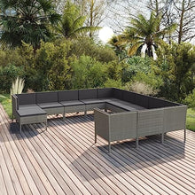 Heofavd 12-Piece Gray PE Rattan Patio Furniture Set, Modular Outdoor Sectional Sofa with Powder-Coated Steel Frame, Seats 11, 23.6" WxDxH, Weather-Tough for Garden, Balcony, Conservatory, Backyard