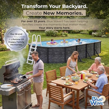 Blue Wave Marbella 12x24-ft Oval 52-in Deep Hard Sided Steel Frame Above Ground Pool with 6-in Steel Top Seats, 0.5 HP Sand Filter System, Ladder, Skimmer & Liner – 6,300 Gallon Cap for Family Use