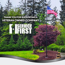 Service First 25FT Flagpole Kit Freedom Edition Black Telescoping for Outside House In Ground - Anti Tangle Swivel Ring Design - 100MPH Wind Tested with Single Flag