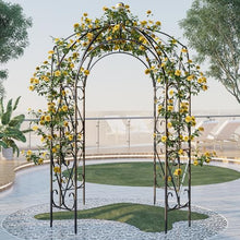 GENUINQ Large 9 FT High Baroque Metal Iron Gazebo Arbor Frame Plant Trellis