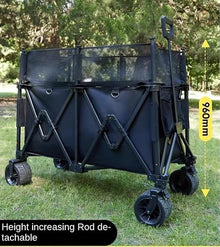 Collapsible Wagon Folding Wagon Large Outdoor Portable Garden Cart Sand Cart with Big Wheels Adjustable Handle for Camping Garden Cart