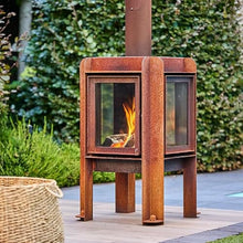 RB73 Fennek Wood Burning Outdoor Fireplace, 3mm CorTen Steel, Heat-Resistant Glass, Two Sizes to complement Any Outdoor Living Area. (50)
