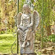 Zaer Ltd. Large Magnesium Angel Statues (Outdoor Safe) (46”T Sitting Reading Book Dina)