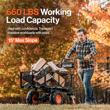 SuperHandy Utility Service Cart Power Wagon Wheelbarrow Electric 48V DC Li-Ion Powered 660Lbs Load and 1000Lbs+ Hauling Capacity Farm and Garden All Purpose Modular Cargo Bed