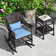 3 Pieces Outdoor Rocking Chair Bistro Set Patio Conversation Set with 2 Rocking Chairs and Glass Table All-Weather Patio Furniture Sets for Garden, Porch And Backyar Bla ( 1 Chair+1 Coffee Table)