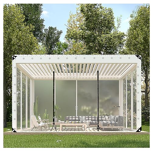 Outdoor transparent curtain waterproof with zipper, transparent pvc tarpaulin, 0.5mm PVC waterproof, canopy tarpaulin transparent PVC, suitable for pergola, balcony, porch ( Size : H2.9xW10m/H9.5xW32.