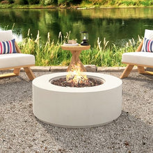 Merax 38.2" Round MGO Outdoor Propane Fire Pit, with Faux Stone Finish, Outside Fire Pit Table with 50000 BTU, Steel Burner, Lava Rocks, Waterproof Cover, Suitable for Patio, Backyard, Poolside