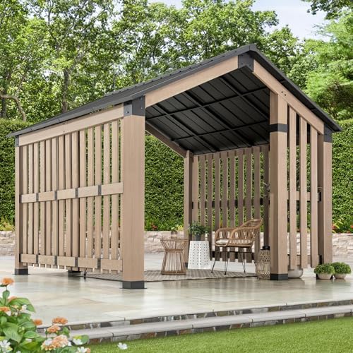 SummerCove 11x11 ft. Hardtop Gazebo Cedar Frame with Privacy Screen Matte Black