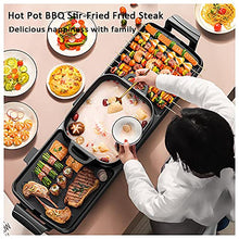 Electric Grill With Hot Pot 2 In 1 Indoor Korean BBQ Grill - Smokeless - 2200W Multifunctional - Ideal For Parties And Gatherings (B)
