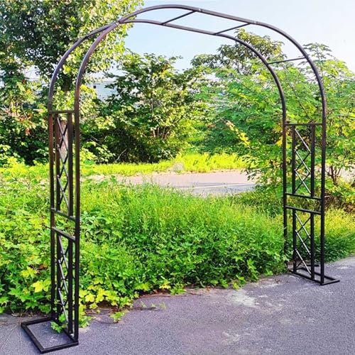 GFSGHZZ Metal Garden Arch Trellis for Climbing Plants - Sturdy Tubular E 220X230X40Cm - T for Backyardlnpatiocourardweddings,Brown-340X230X40Cm
