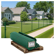 Fencer Wire 9 Gauge Durable Green Vinyl Coated Chain Link Fence Kit, Complete Fencing DIY Set w/Fence Fabric, Gate, Posts, Top Rails & Hardware for Yard, Garden & Animal Enclosures (5ft. x 54ft.)
