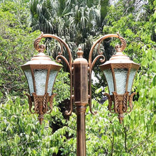 CUTPOIY High Pole Lamp with Striped Glass Shade Post Lighting Street Light for Patio, Garden, Walkway (120.08″)